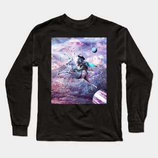 Epic Bearded Dragon Lizard Riding Unicorn Long Sleeve T-Shirt